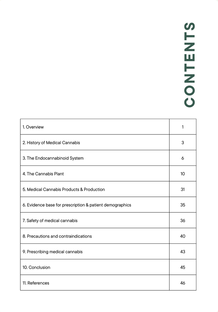 Introduction to Medical Cannabis Evidence Base Contents